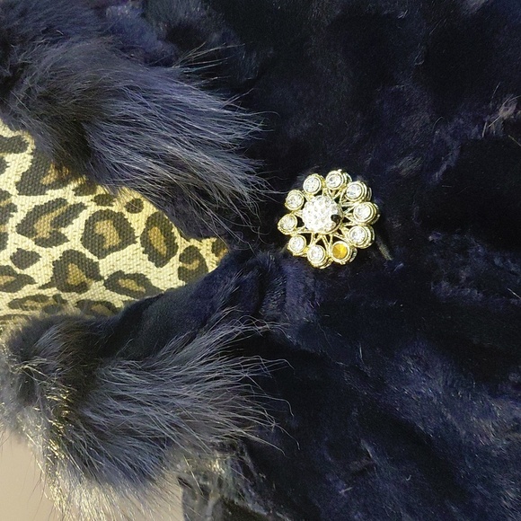Oscar de la Renta Navy Mink and Fox Collar Cape - Picture 8 of 13